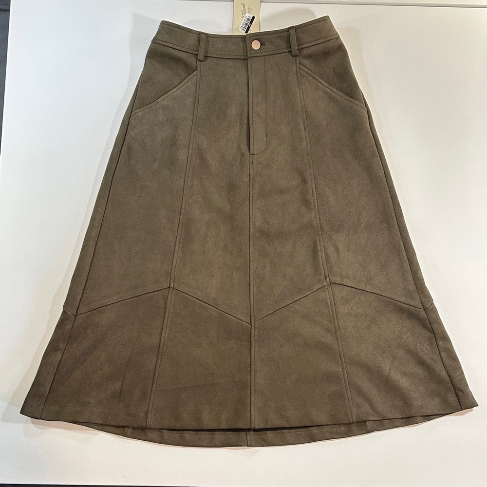 Universal Thread Brown Faux Suede Midi Skirt NWT Size S
